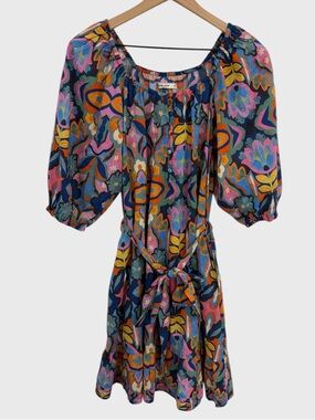 Marine Layer Vibrant Floral Puff Sleeve Mini Dress Size XS